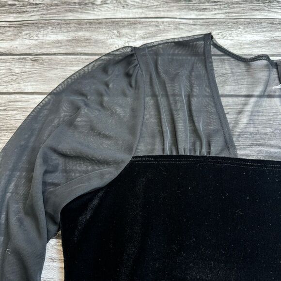 Susan Lawrence Women's Pullover Black Velour Mesh Blouse M Med Medium Bubble NWT - Picture 4 of 13